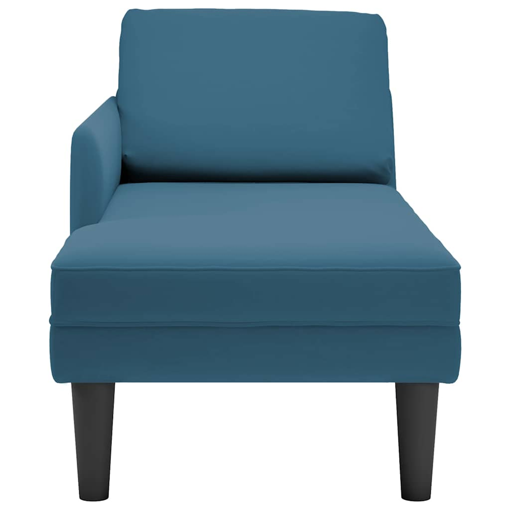 Chaise longue met kussen en rechterarmleuning fluweel blauw