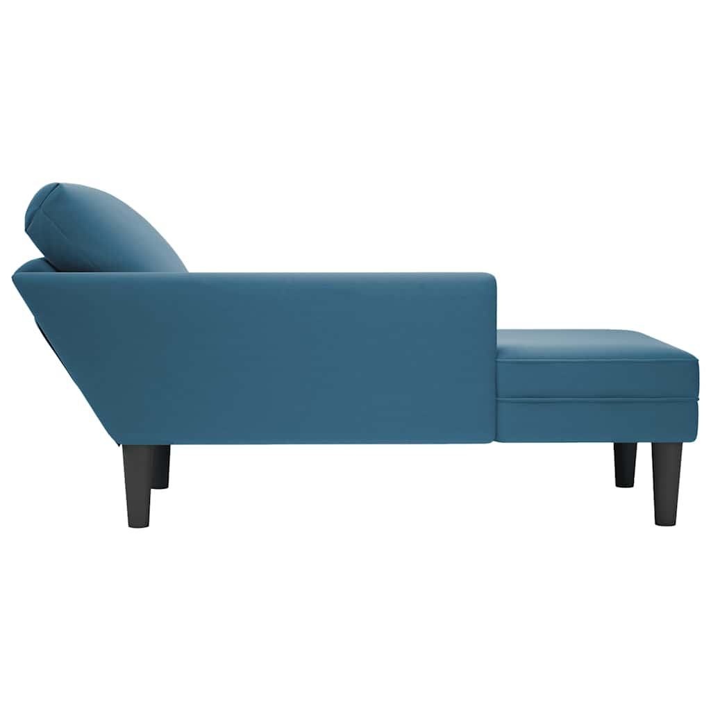 Chaise longue met kussen en rechterarmleuning fluweel blauw