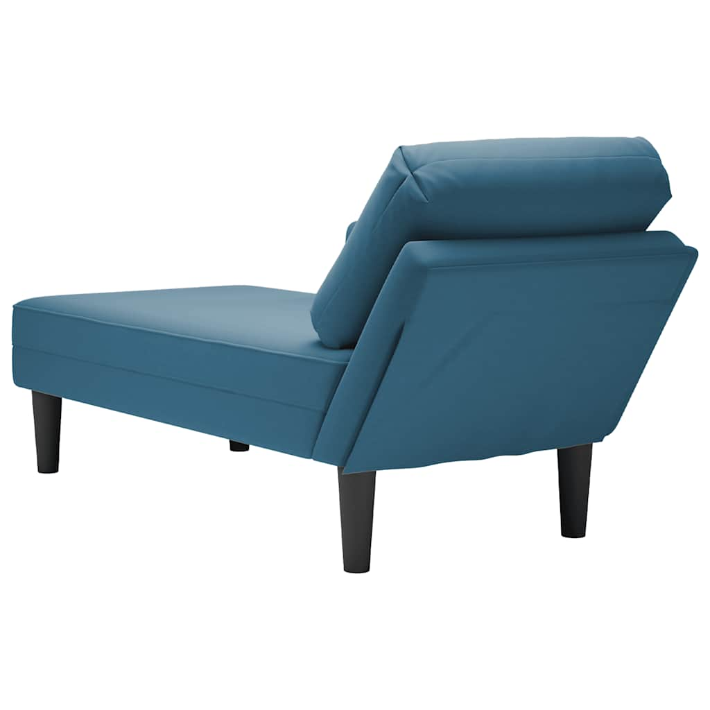 Chaise longue met kussen en rechterarmleuning fluweel blauw