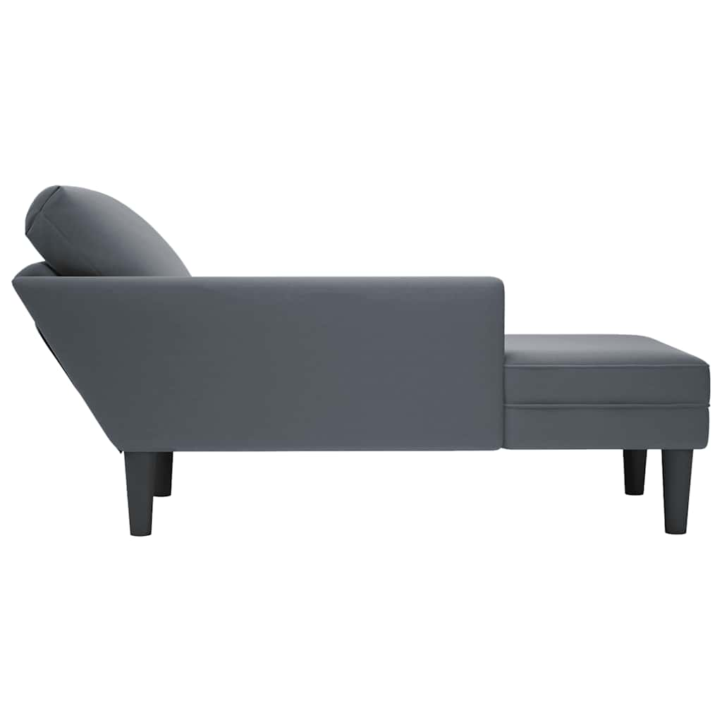 Chaise longue met kussen&rechterarmleuning fluweel donkergrijs