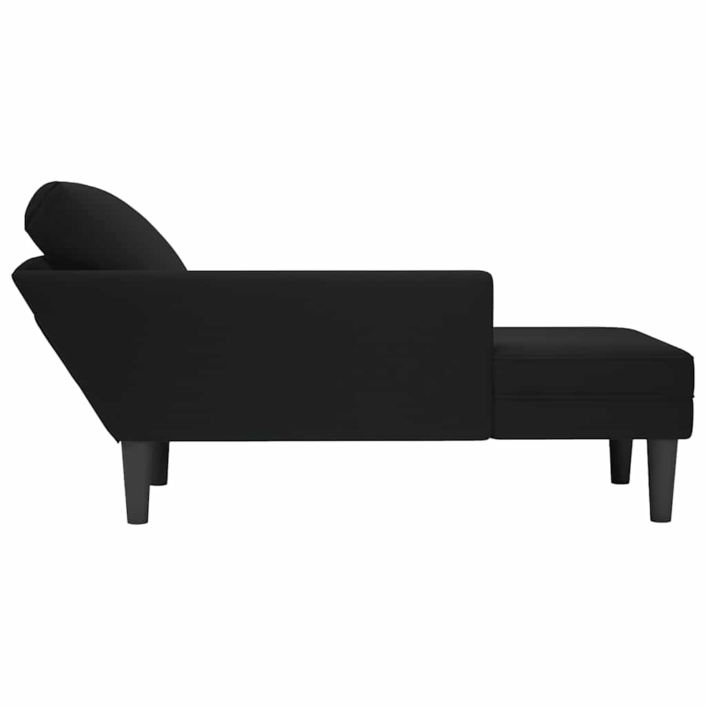 Chaise longue met kussen en rechterarmleuning fluweel zwart