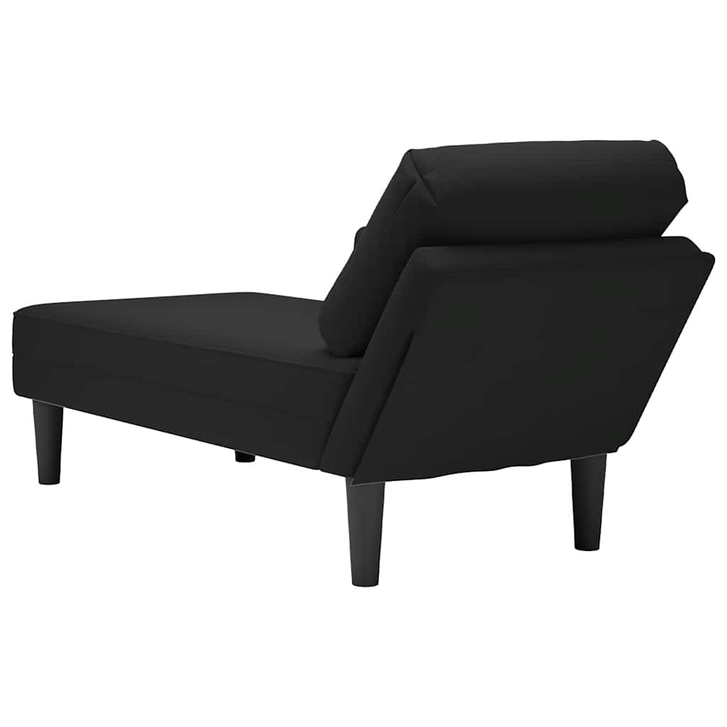 Chaise longue met kussen en rechterarmleuning fluweel zwart