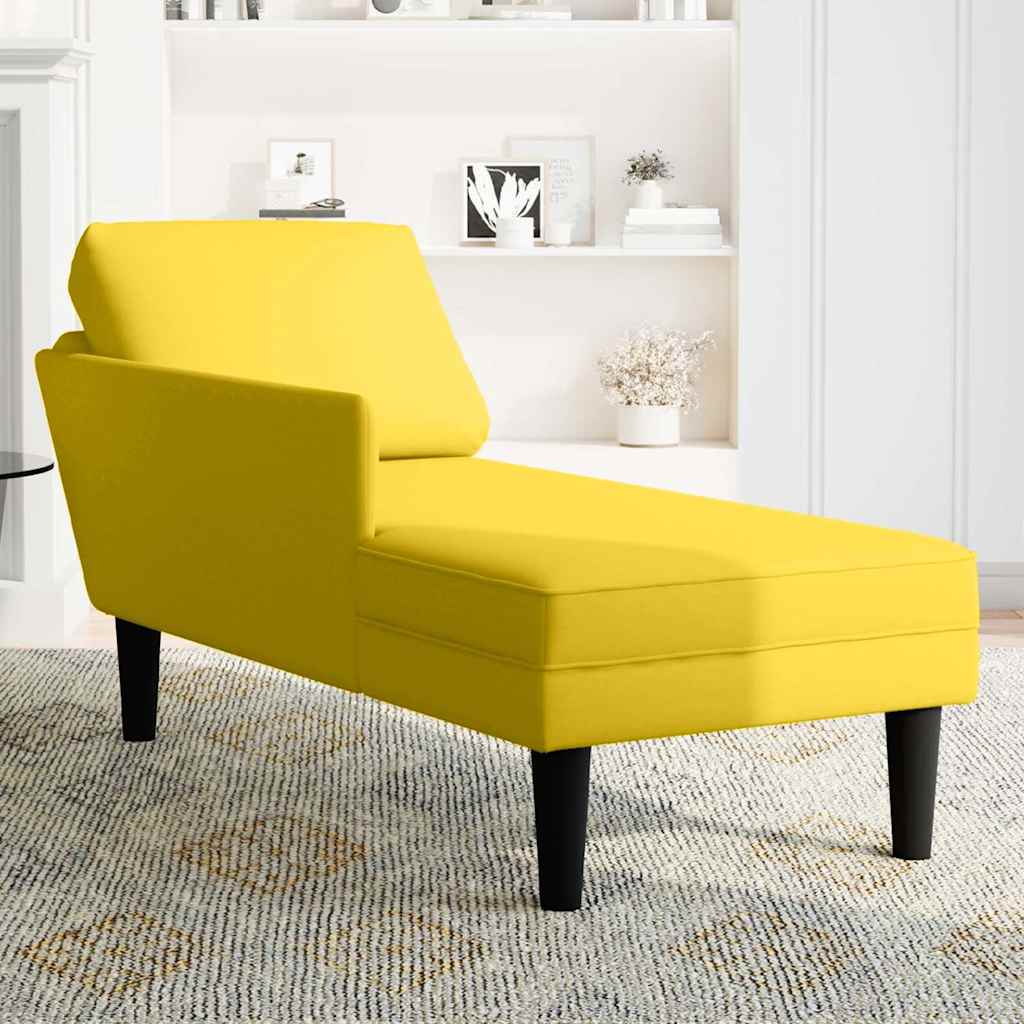 Chaise longue met kussen en rechterarmleuning fluweel geel