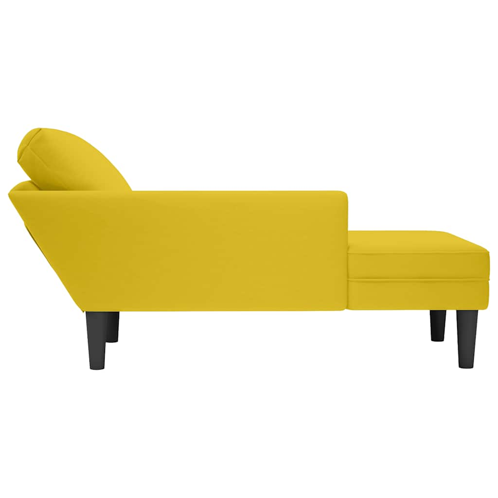 Chaise longue met kussen en rechterarmleuning fluweel geel