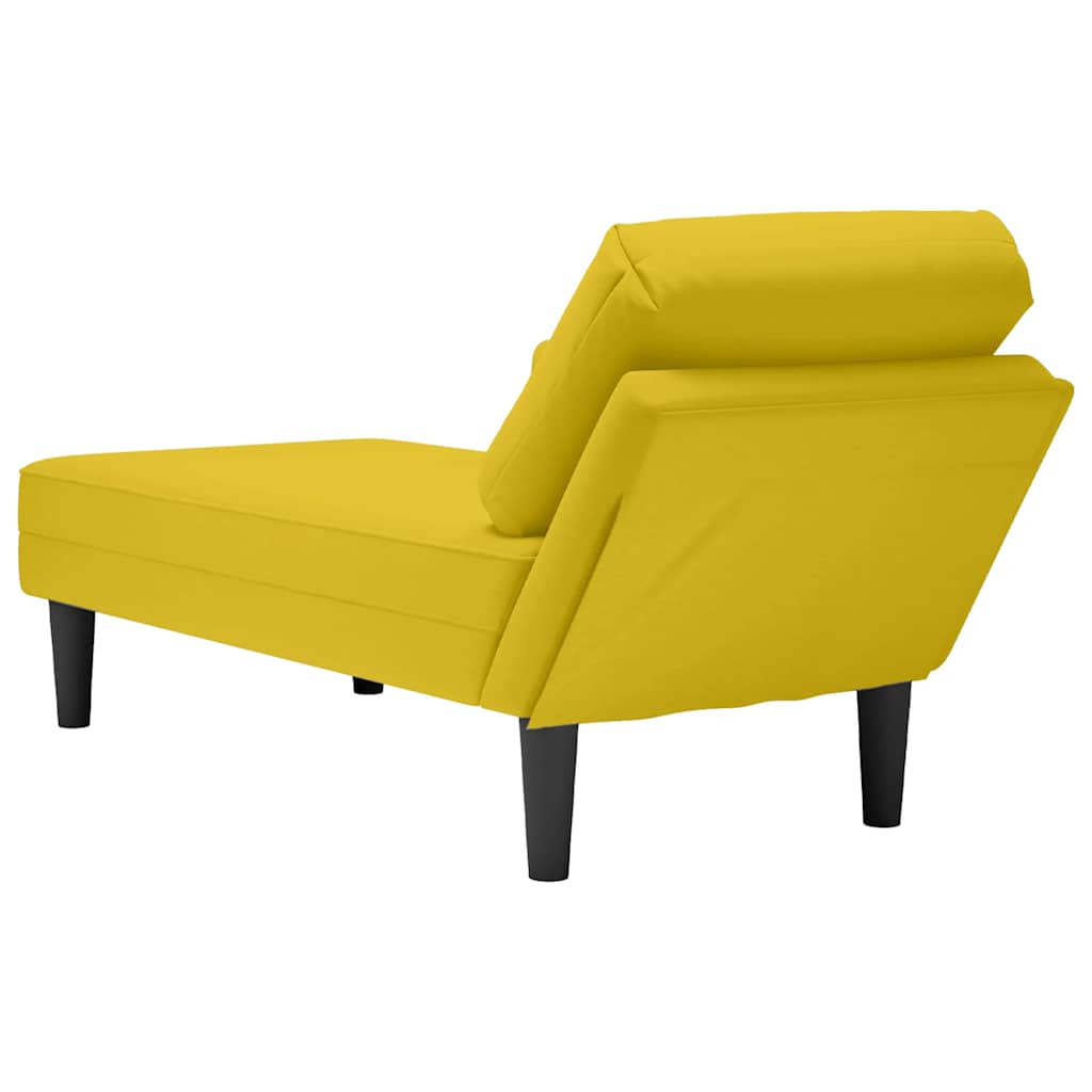 Chaise longue met kussen en rechterarmleuning fluweel geel