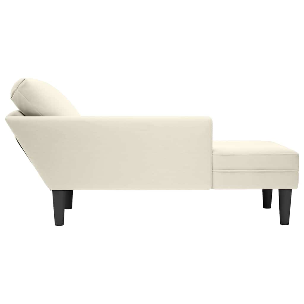 Chaise longue met kussen&rechterarmleuning fluweel crèmekleurig