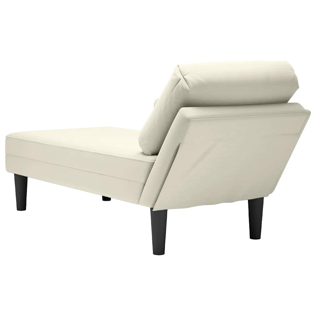 Chaise longue met kussen&rechterarmleuning fluweel crèmekleurig