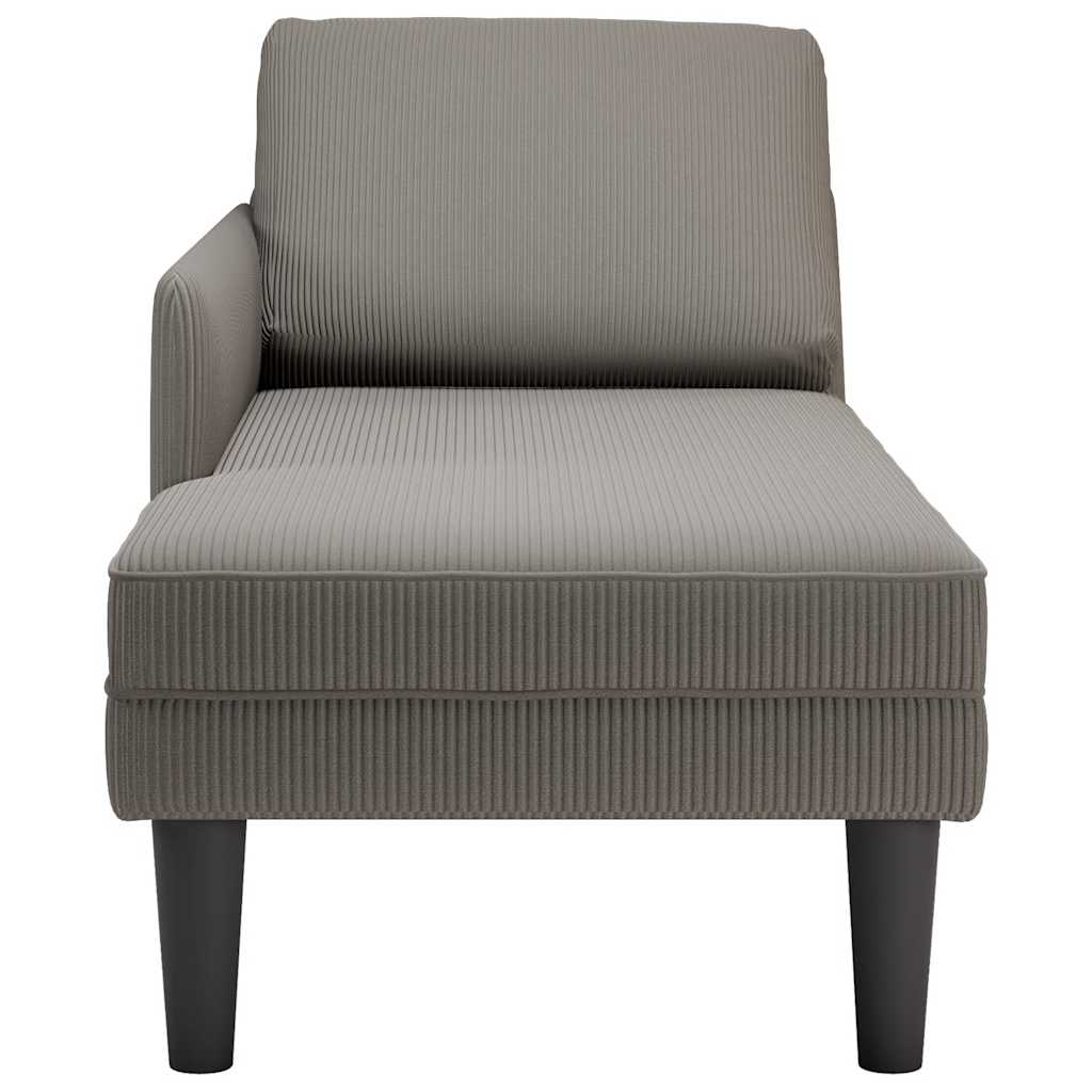 Chaise longue met kussen corduroy stof lichtgrijs