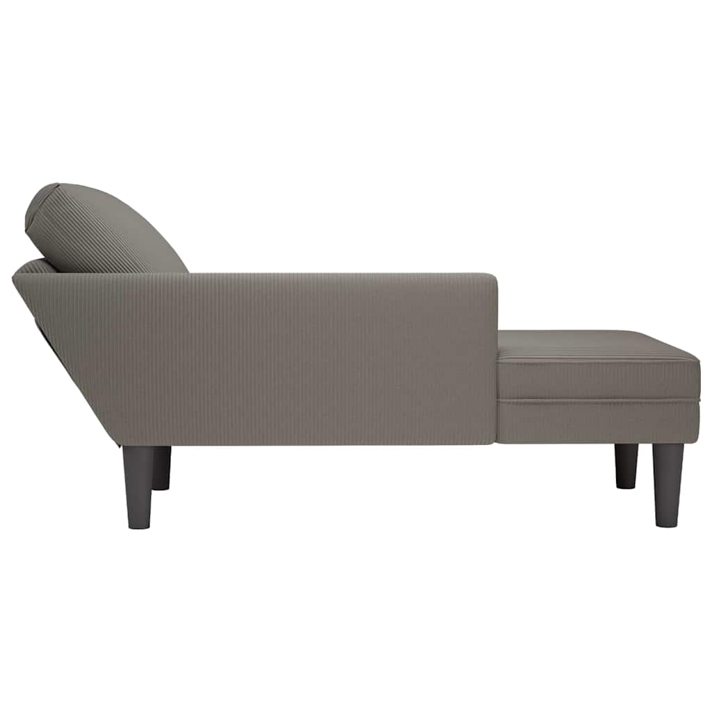 Chaise longue met kussen corduroy stof lichtgrijs