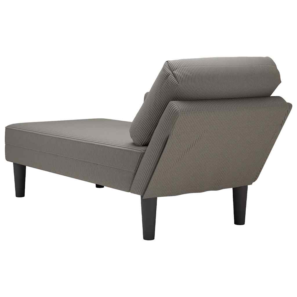 Chaise longue met kussen corduroy stof lichtgrijs