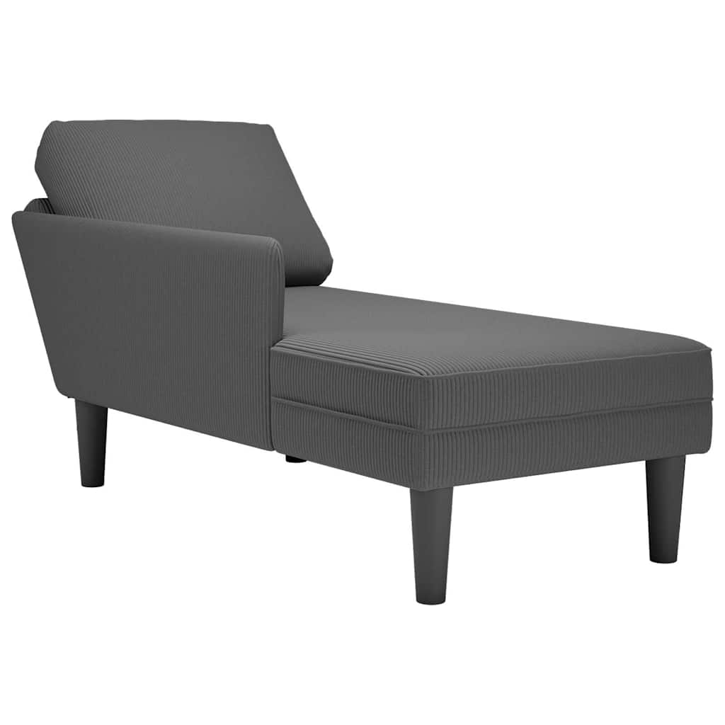 Chaise longue met kussen corduroy stof donkergrijs