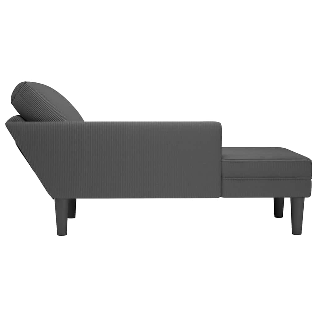 Chaise longue met kussen corduroy stof donkergrijs