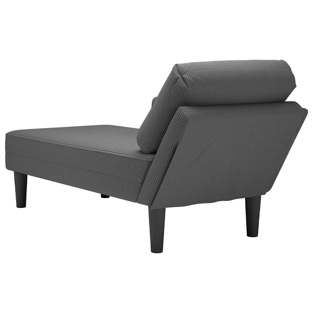 Chaise longue met kussen corduroy stof donkergrijs