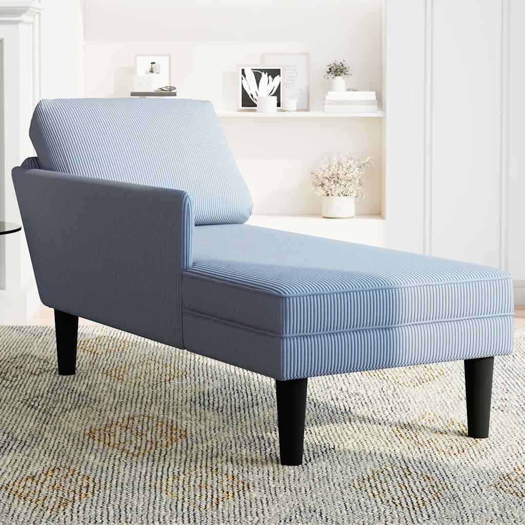 Chaise longue met kussen corduroy stof blauw