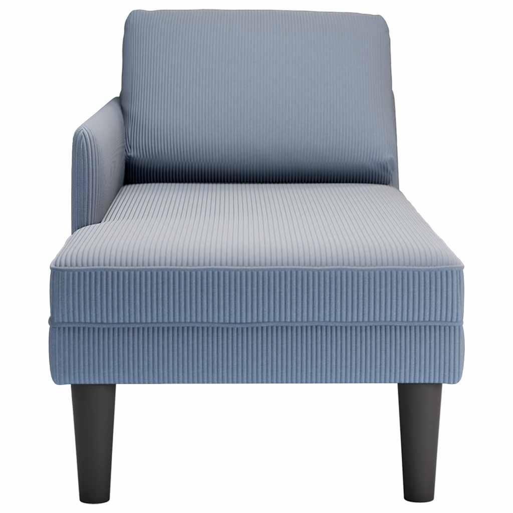 Chaise longue met kussen corduroy stof blauw