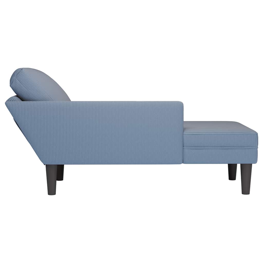 Chaise longue met kussen corduroy stof blauw