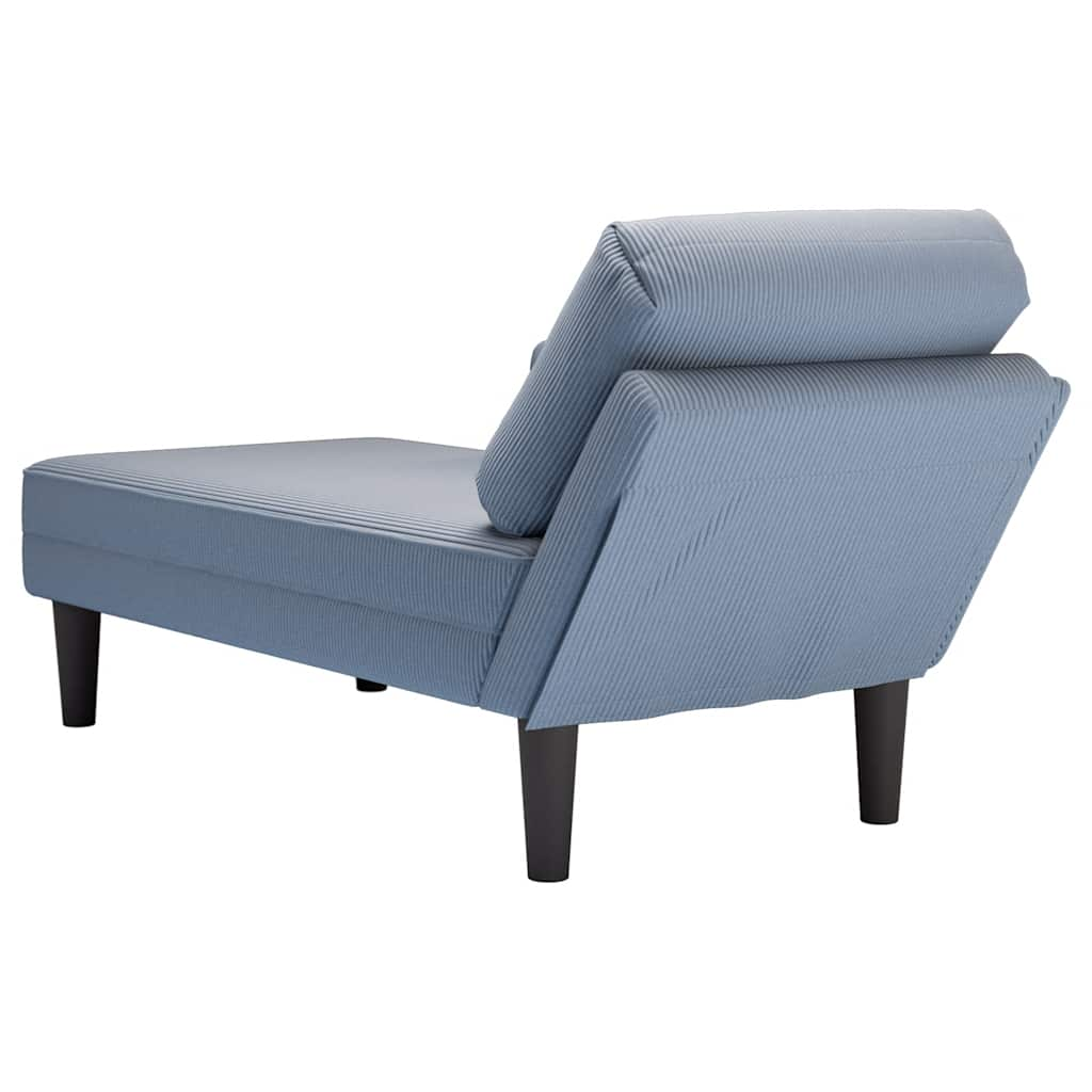 Chaise longue met kussen corduroy stof blauw