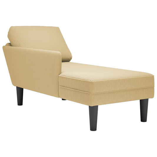 Chaise longue met kussen corduroy stof lichtgroen grijs