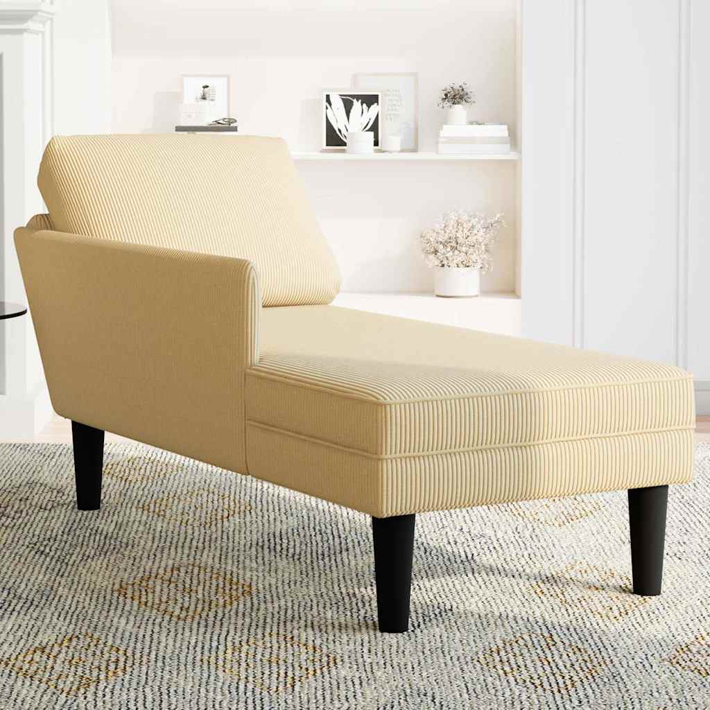 Chaise longue met kussen corduroy stof lichtgroen grijs