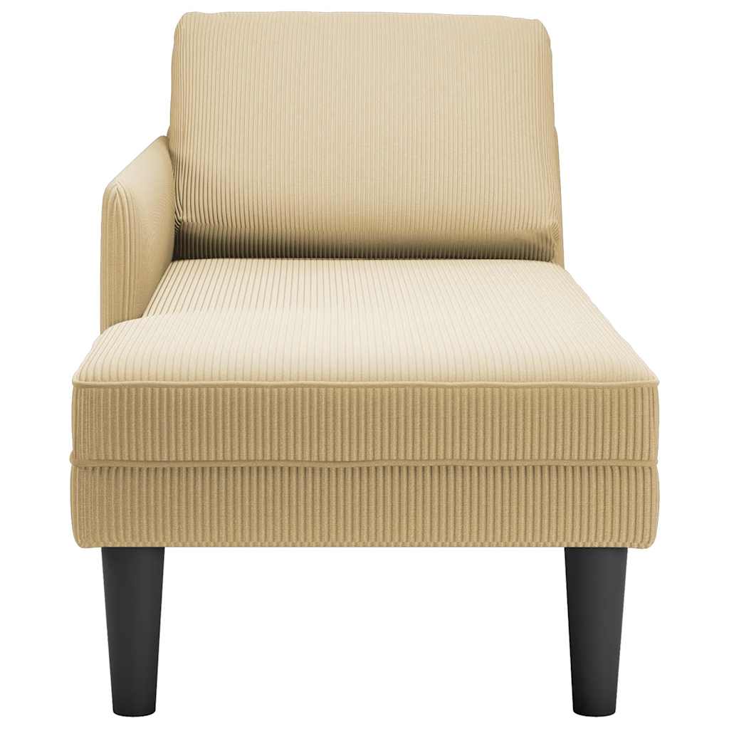 Chaise longue met kussen corduroy stof lichtgroen grijs