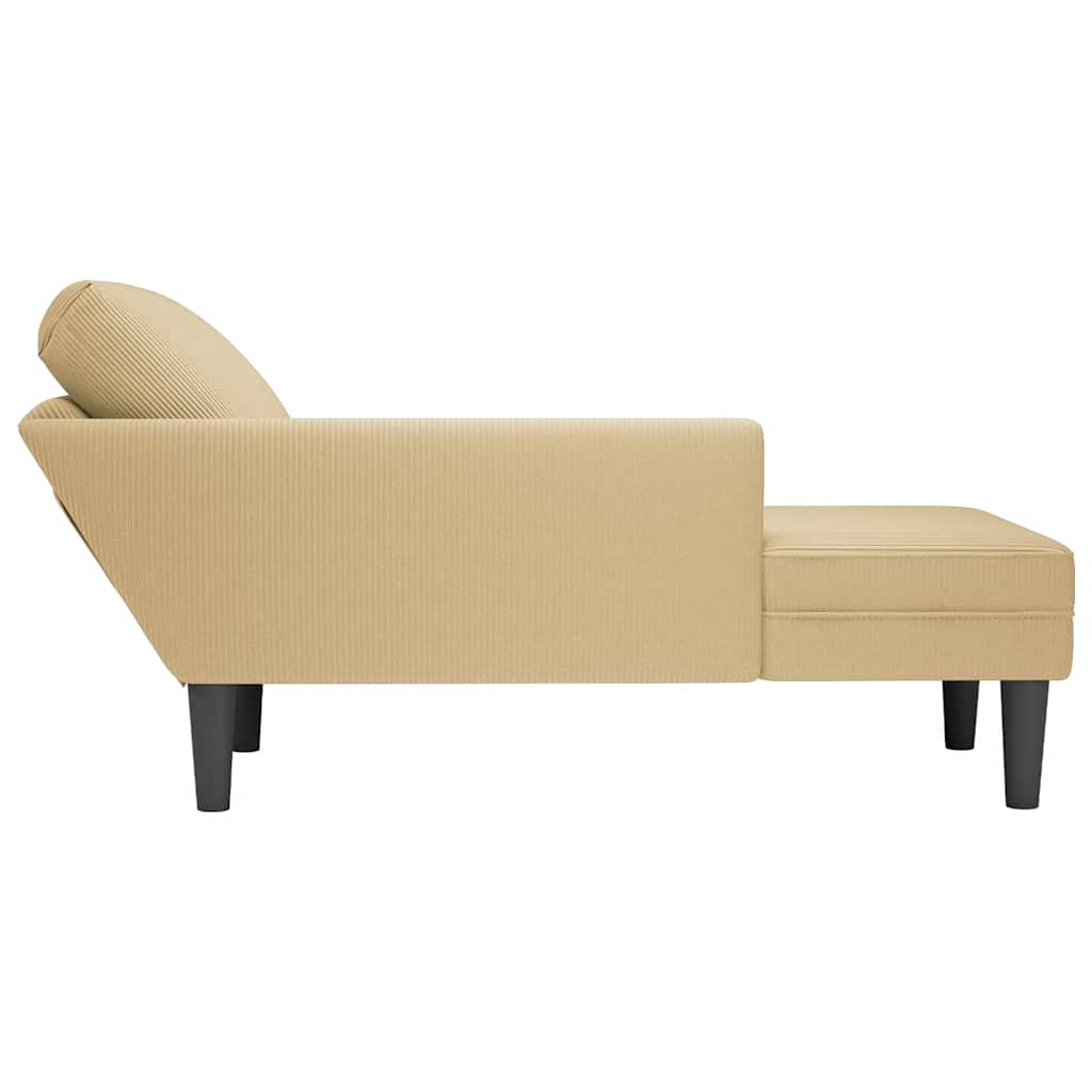 Chaise longue met kussen corduroy stof lichtgroen grijs