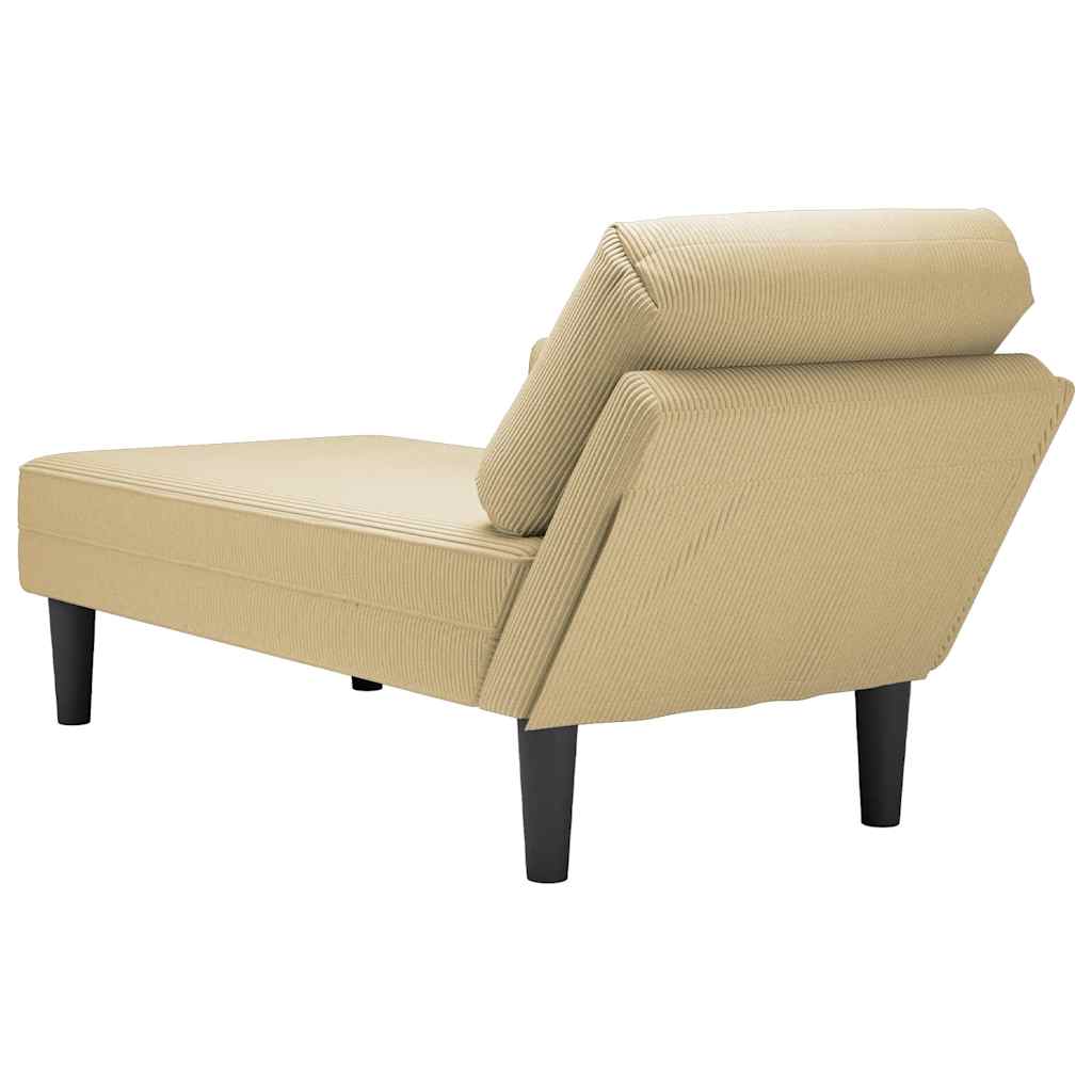 Chaise longue met kussen corduroy stof lichtgroen grijs