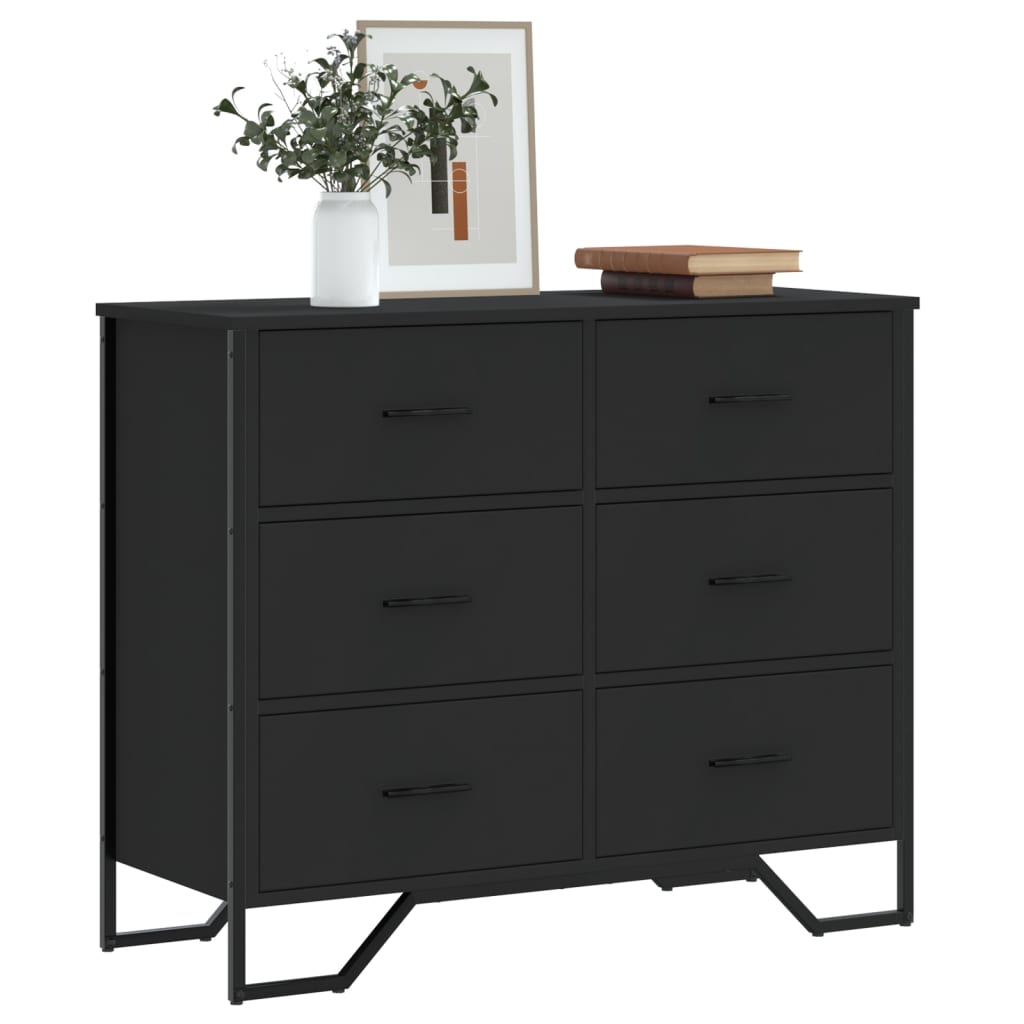 Ladekast 91x35,5x74,5 cm bewerkt hout zwart Commodes & ladekasten | Creëer jouw Trendy Thuis | Gratis bezorgd & Retour | Trendy.nl