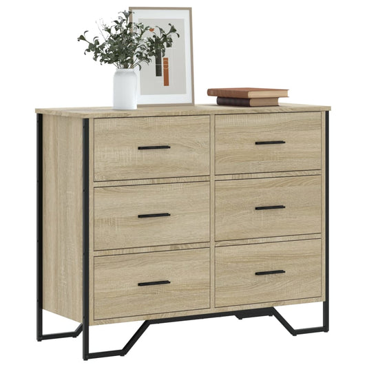 Ladekast 91x35,5x74,5 cm bewerkt hout sonoma eikenkleurig Commodes & ladekasten | Creëer jouw Trendy Thuis | Gratis bezorgd & Retour | Trendy.nl