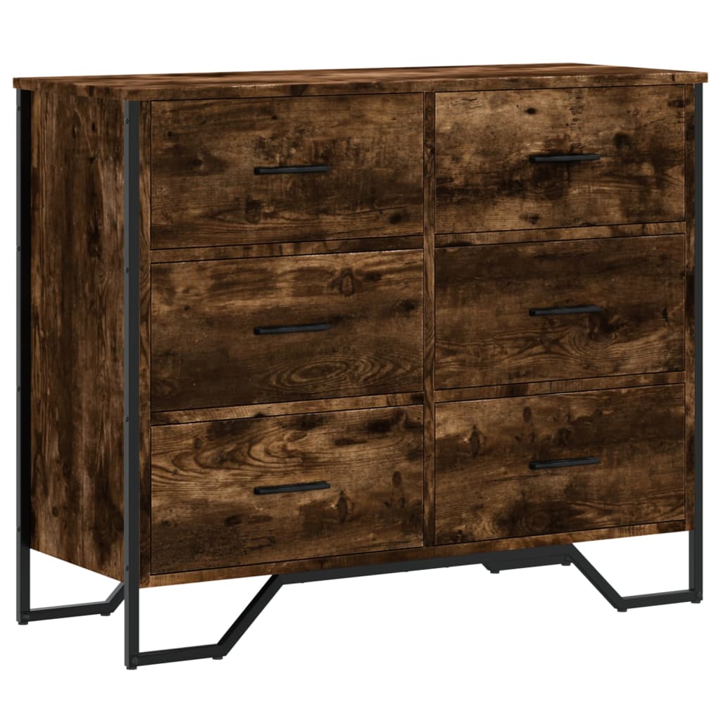 Ladekast 91x35,5x74,5 cm bewerkt hout gerookt eikenkleurig Commodes & ladekasten | Creëer jouw Trendy Thuis | Gratis bezorgd & Retour | Trendy.nl