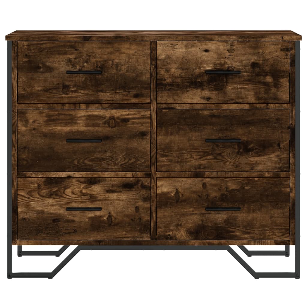 Ladekast 91x35,5x74,5 cm bewerkt hout gerookt eikenkleurig Commodes & ladekasten | Creëer jouw Trendy Thuis | Gratis bezorgd & Retour | Trendy.nl