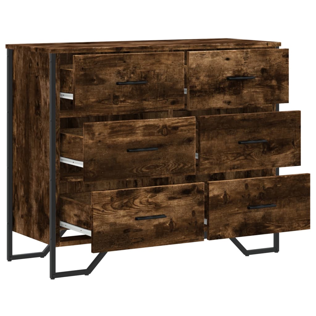 Ladekast 91x35,5x74,5 cm bewerkt hout gerookt eikenkleurig Commodes & ladekasten | Creëer jouw Trendy Thuis | Gratis bezorgd & Retour | Trendy.nl