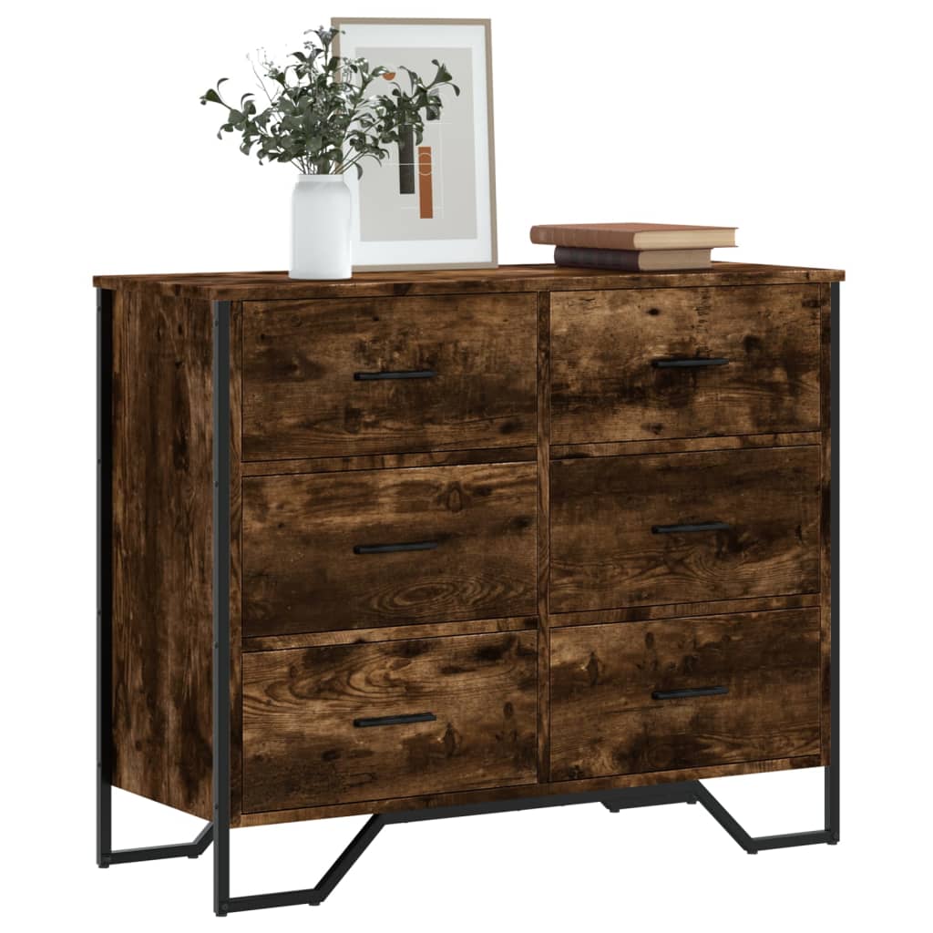 Ladekast 91x35,5x74,5 cm bewerkt hout gerookt eikenkleurig Commodes & ladekasten | Creëer jouw Trendy Thuis | Gratis bezorgd & Retour | Trendy.nl