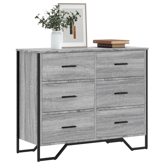 Ladekast 91x35,5x74,5 cm bewerkt hout grijs sonoma eikenkleurig Commodes & ladekasten | Creëer jouw Trendy Thuis | Gratis bezorgd & Retour | Trendy.nl