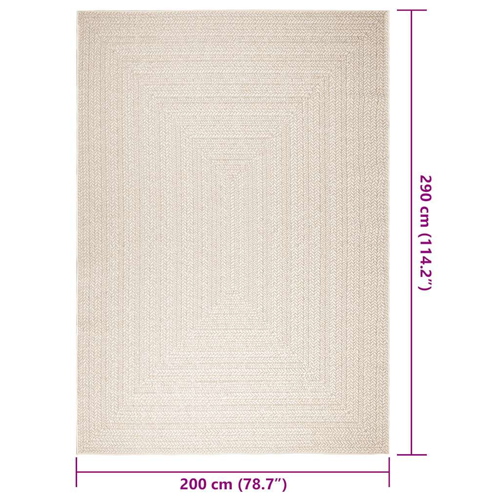 Vloerkleed ZIZUR room binnen en buiten 200x290 cm jute look