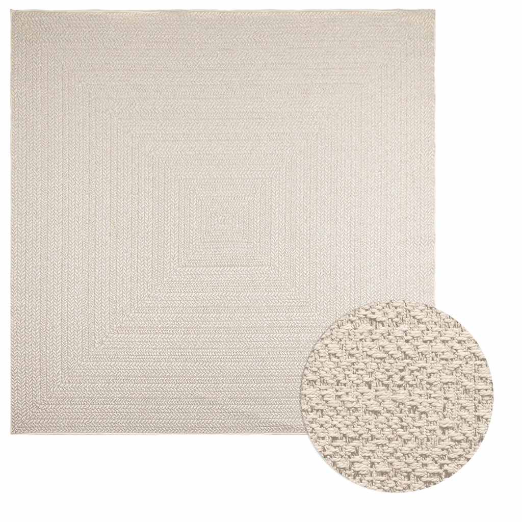 Vloerkleed ZIZUR room binnen en buiten 240x240 cm jute look