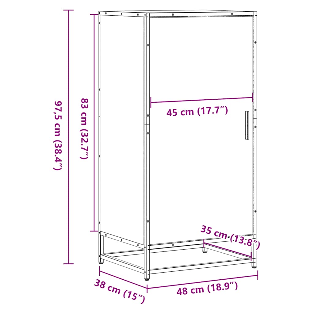 Schoenenrek 48x38x97,5 cm bewerkt hout grijs sonoma eikenkleur