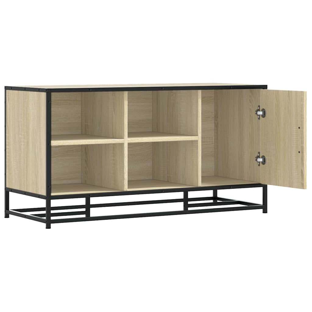 Schoenenbank 100x40x53,5 cm bewerkt hout en metaal sonoma eiken