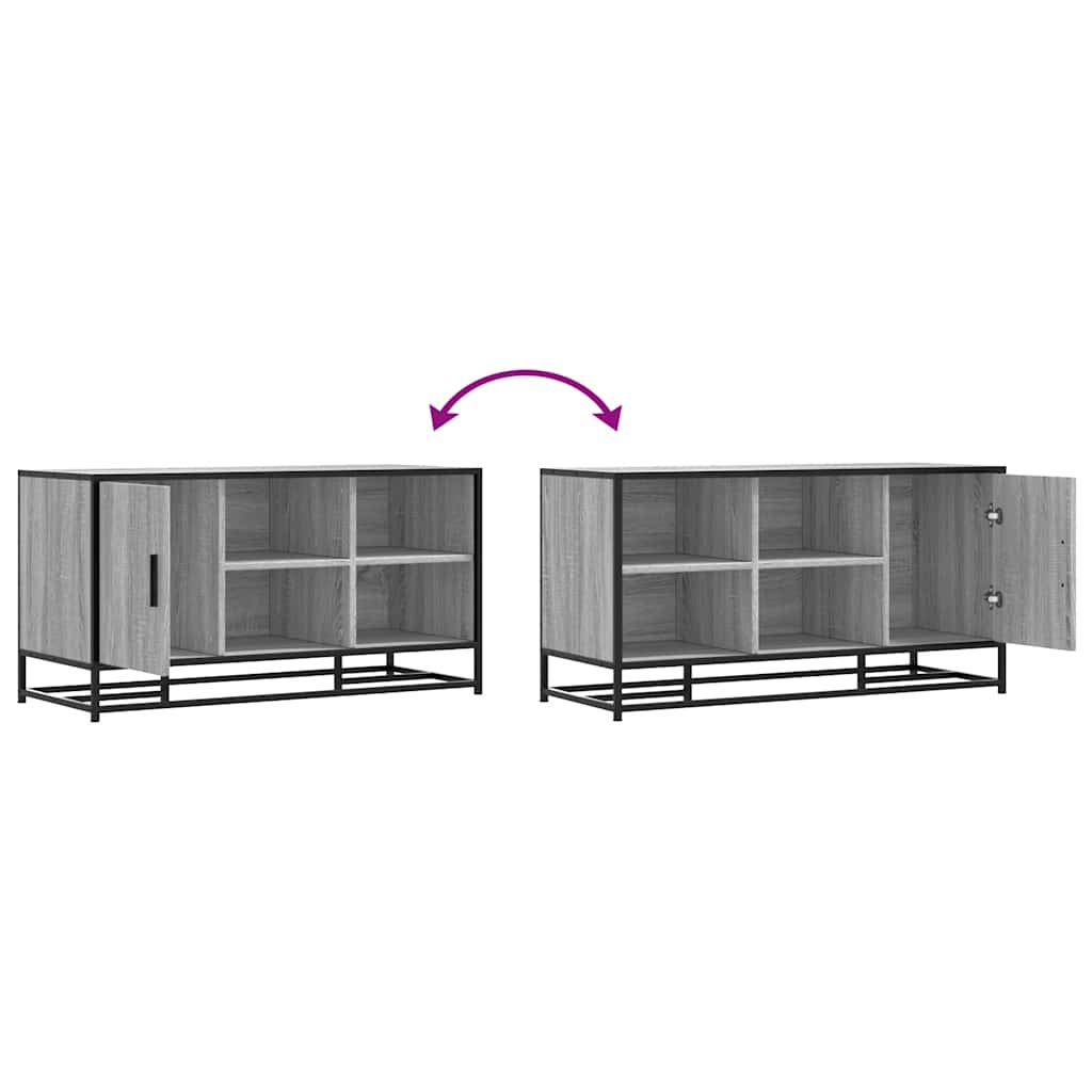 Schoenenbank 100x40x53,5 cm bewerkt hout en metaal grijs sonoma