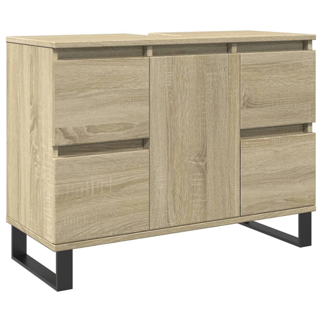 Badkamerkast 80x33x60 cm bewerkt hout sonoma eikenkleurig