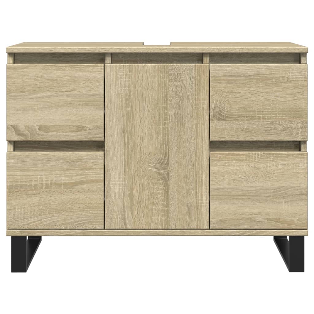 Badkamerkast 80x33x60 cm bewerkt hout sonoma eikenkleurig