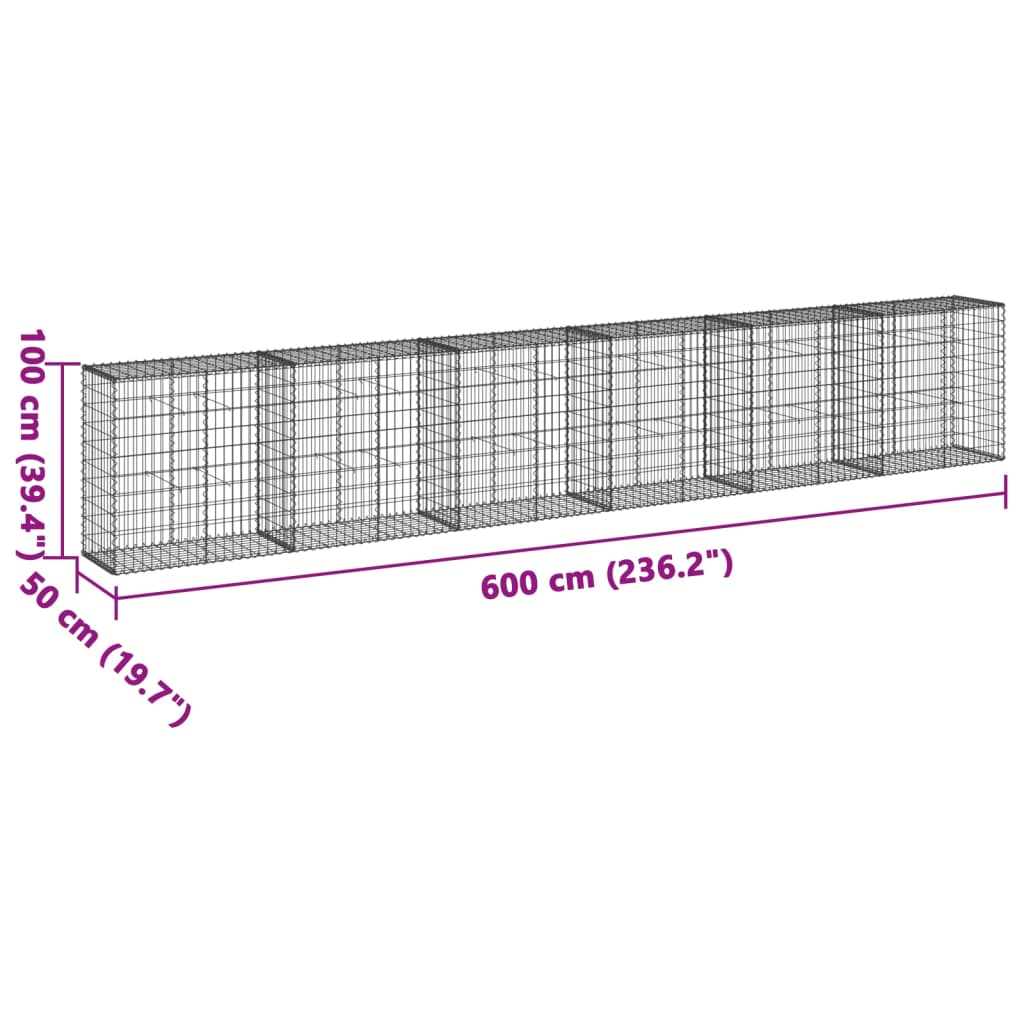 Schanskorf 600x50x100 cm gegalvaniseerd ijzer zilverkleurig Bloempotten & plantenbakken | Creëer jouw Trendy Thuis | Gratis bezorgd & Retour | Trendy.nl