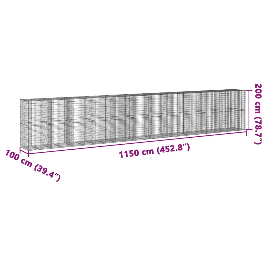 Schanskorf 1150x100x200 cm gegalvaniseerd ijzer zilverkleurig Bloempotten & plantenbakken | Creëer jouw Trendy Thuis | Gratis bezorgd & Retour | Trendy.nl