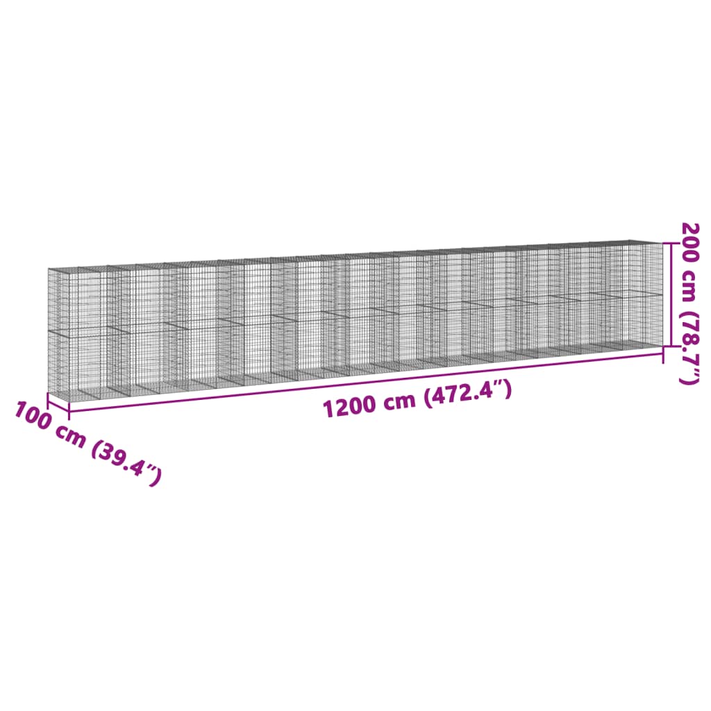 Schanskorf 1200x100x200 cm gegalvaniseerd ijzer zilverkleurig Bloempotten & plantenbakken | Creëer jouw Trendy Thuis | Gratis bezorgd & Retour | Trendy.nl