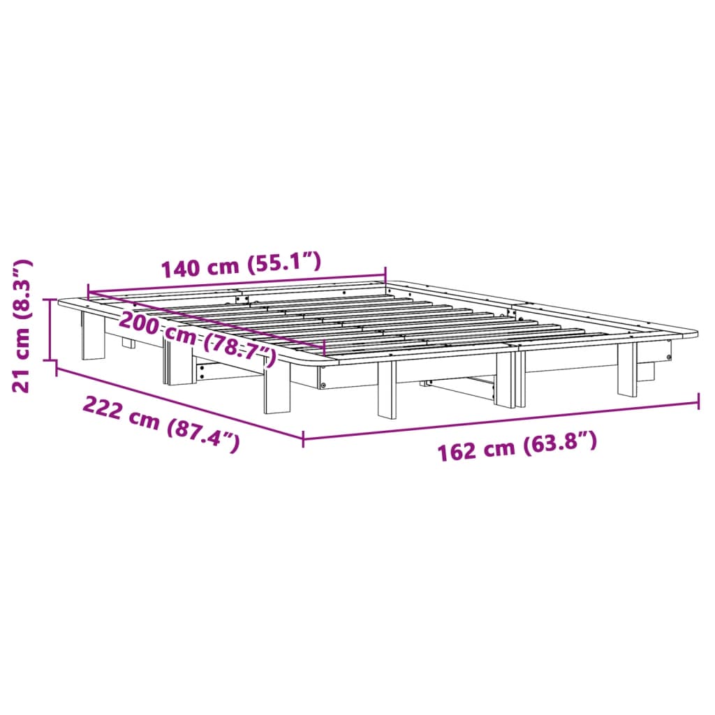 Bedframe zonder matras massief grenenhout wit 140x200 cm Bedden & bedframes | Creëer jouw Trendy Thuis | Gratis bezorgd & Retour | Trendy.nl