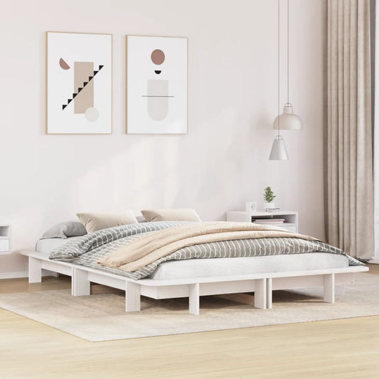 Bedframe zonder matras massief grenenhout wit 140x200 cm Bedden & bedframes | Creëer jouw Trendy Thuis | Gratis bezorgd & Retour | Trendy.nl