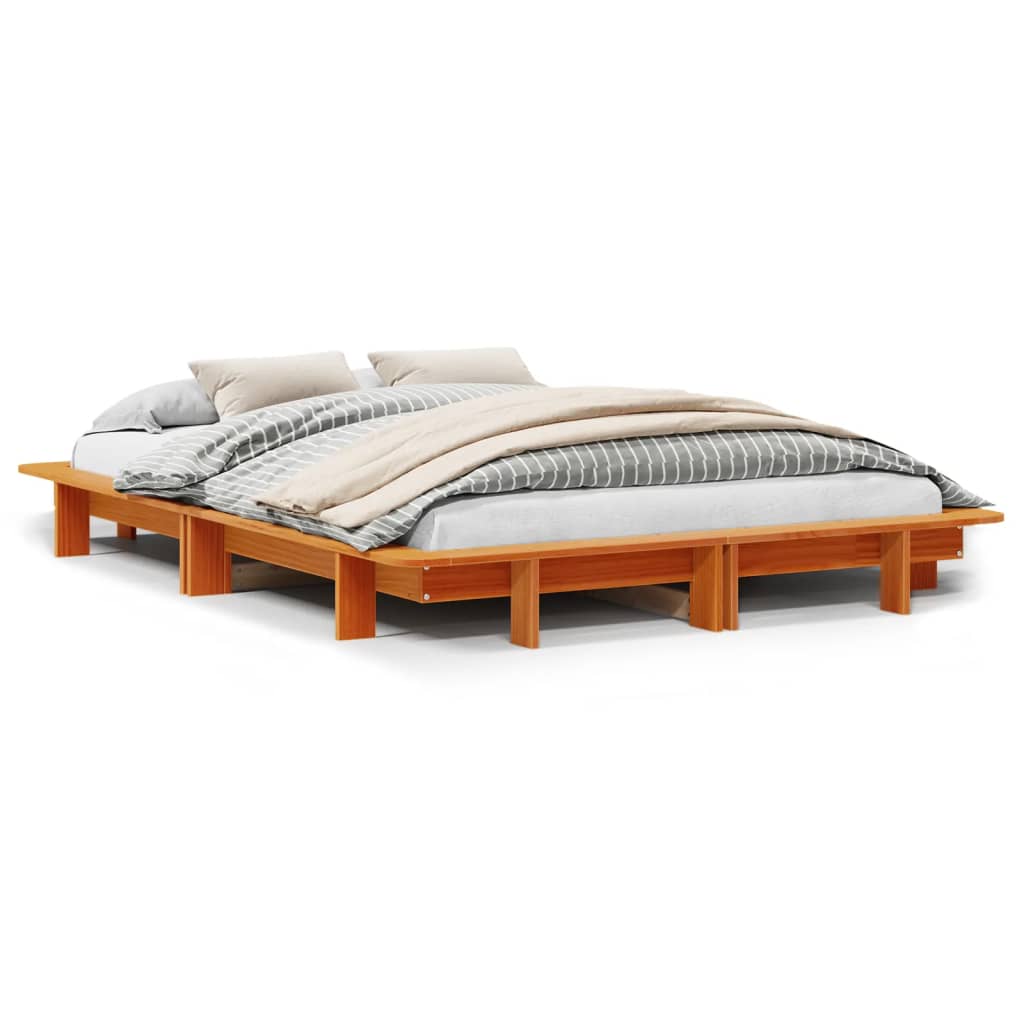 Bedframe zonder matras massief grenenhout wasbruin 140x200 cm Bedden & bedframes | Creëer jouw Trendy Thuis | Gratis bezorgd & Retour | Trendy.nl