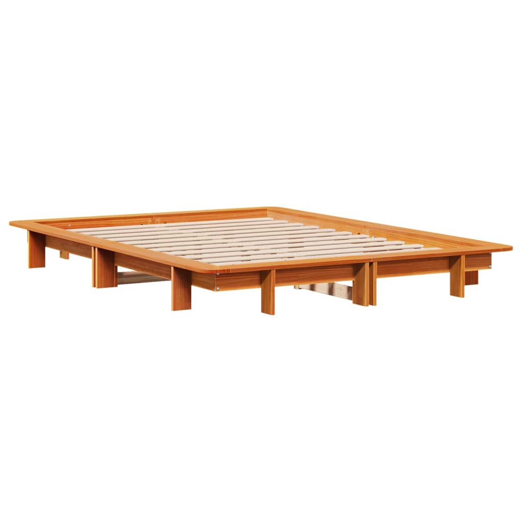 Bedframe zonder matras massief grenenhout wasbruin 140x200 cm Bedden & bedframes | Creëer jouw Trendy Thuis | Gratis bezorgd & Retour | Trendy.nl