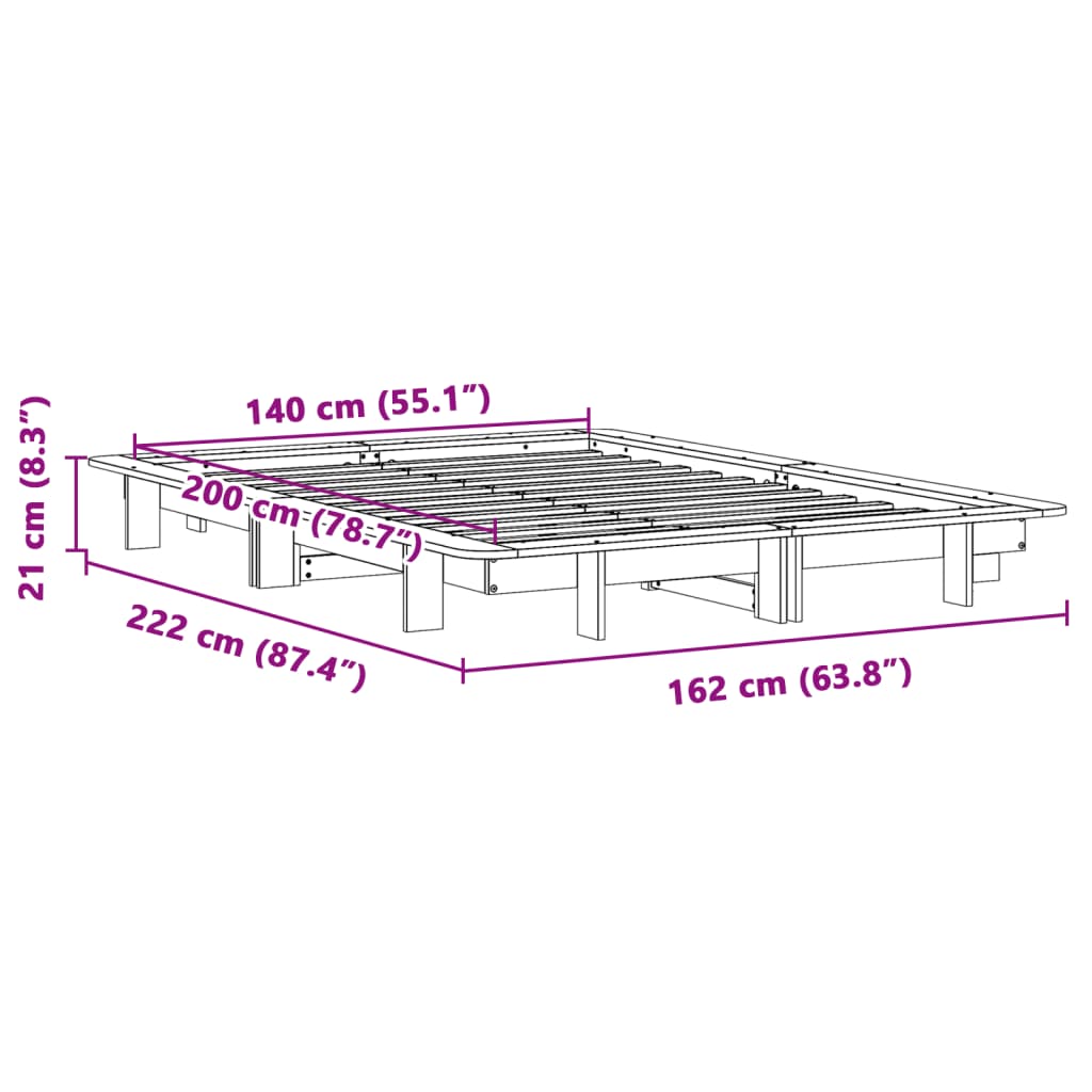 Bedframe zonder matras massief grenenhout wasbruin 140x200 cm Bedden & bedframes | Creëer jouw Trendy Thuis | Gratis bezorgd & Retour | Trendy.nl