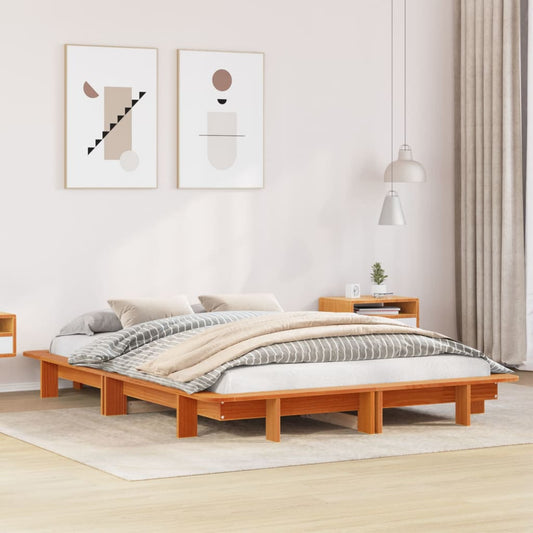 Bedframe zonder matras massief grenenhout wasbruin 140x200 cm Bedden & bedframes | Creëer jouw Trendy Thuis | Gratis bezorgd & Retour | Trendy.nl