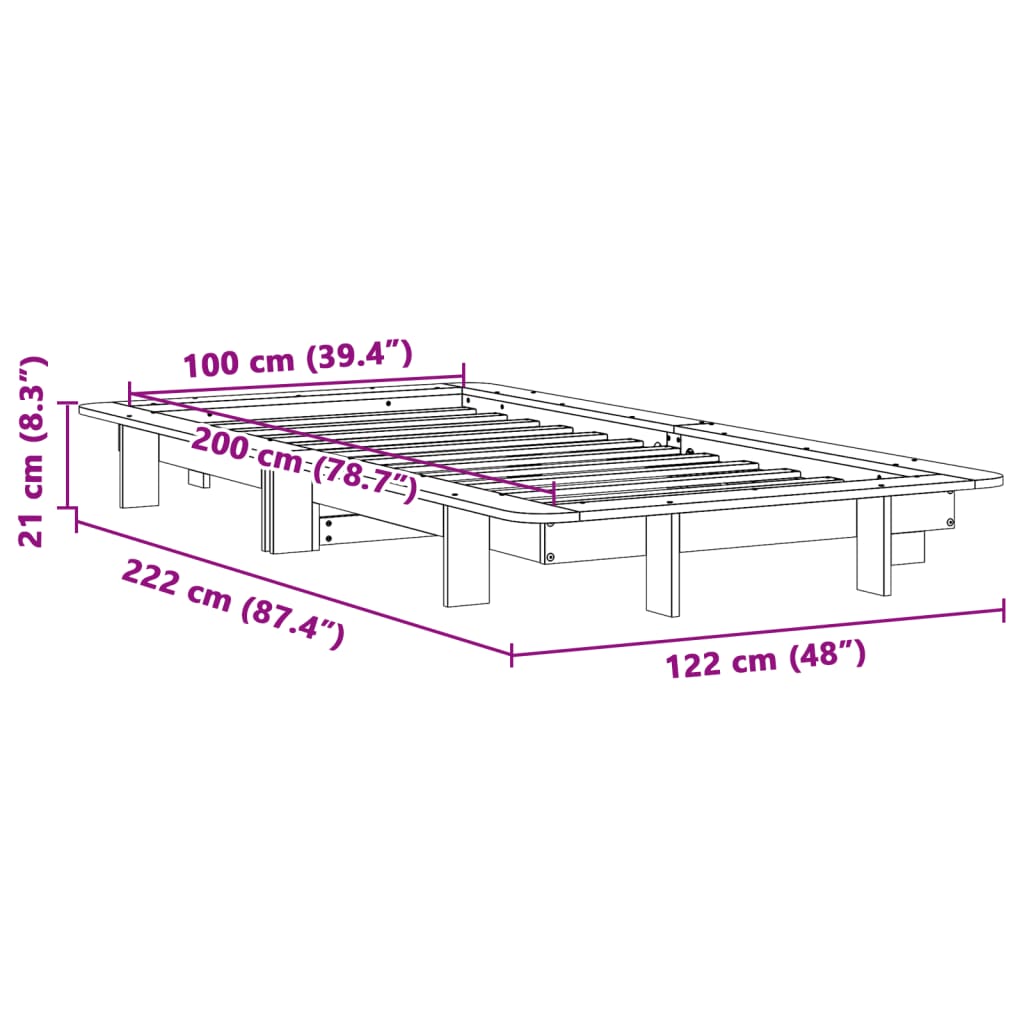 Bedframe zonder matras massief grenenhout 100x200 cm Bedden & bedframes | Creëer jouw Trendy Thuis | Gratis bezorgd & Retour | Trendy.nl